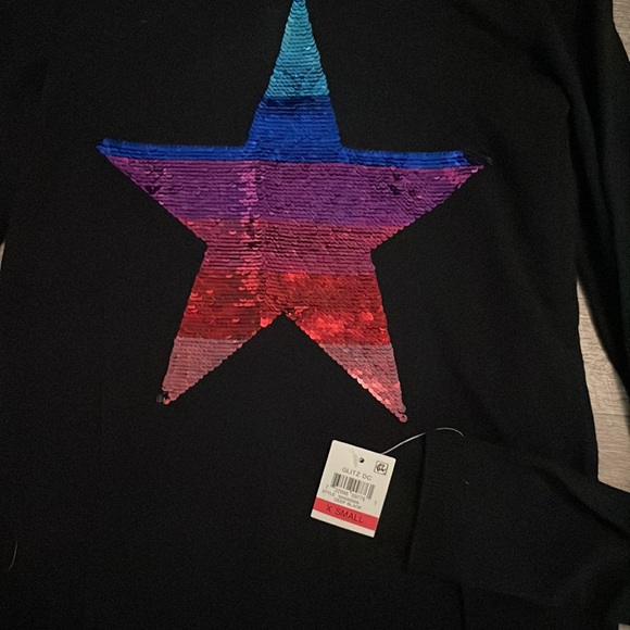 NWT INC International Concepts Women's Sequin Star Sweater Black Size XS - Picture 4 of 5